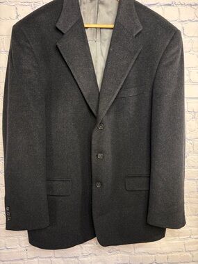 Tallia Uomo Charcoal Gray Black Classic Party Wedding Cashmere Blend Blazer 44R